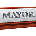 Mayor job title on nameplate